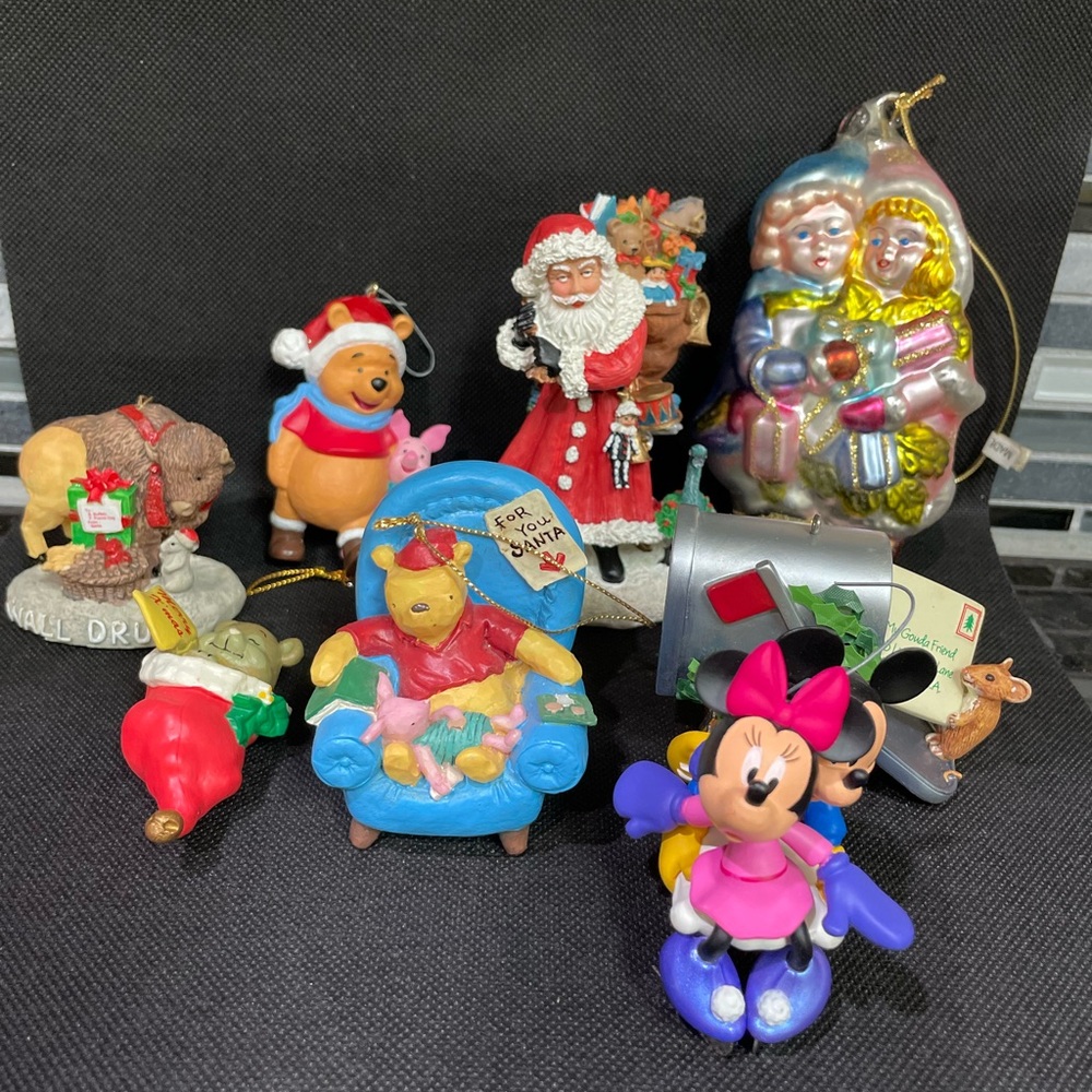 8 Vintage Christmas Disney character Ornaments.